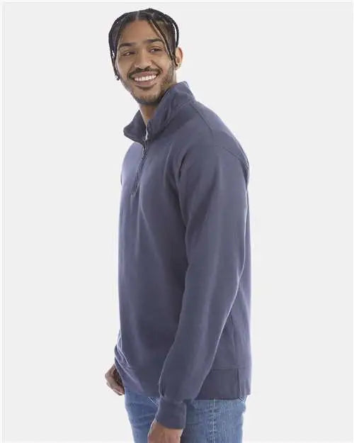 Comfortwash by Hanes Gdh425 Garment-dyed Quarter-zip Sweatshirt - Anchor Slate
