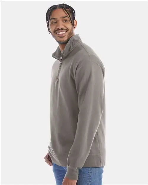 Comfortwash by Hanes Gdh425 Garment-dyed Quarter-zip Sweatshirt - Concrete Grey