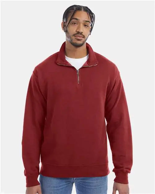 Comfortwash by Hanes Gdh425 Garment-dyed Quarter-zip Sweatshirt - Cayenne
