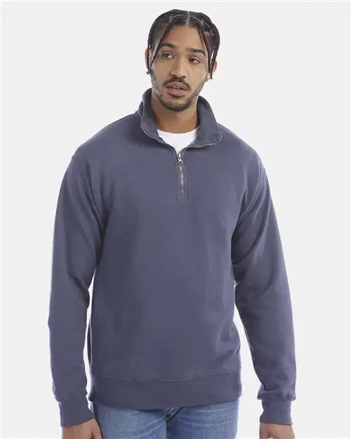 Comfortwash by Hanes Gdh425 Garment-dyed Quarter-zip Sweatshirt - Anchor Slate