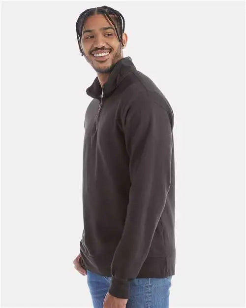 Comfortwash by Hanes Gdh425 Garment-dyed Quarter-zip Sweatshirt - New Railroad Grey