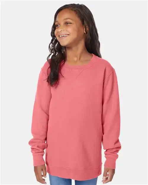 Comfortwash by Hanes Gdh475 Garment-dyed Youth Crewneck Sweatshirt - Coral Craze