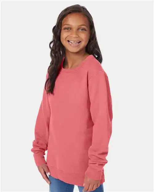 Comfortwash by Hanes Gdh475 Garment-dyed Youth Crewneck Sweatshirt - Coral Craze