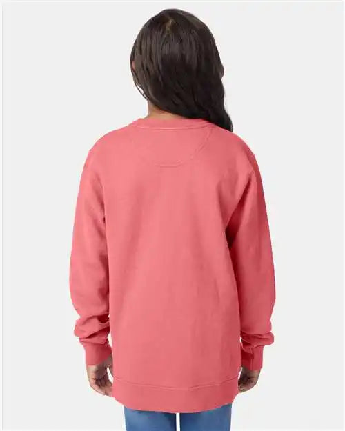Comfortwash by Hanes Gdh475 Garment-dyed Youth Crewneck Sweatshirt - Coral Craze