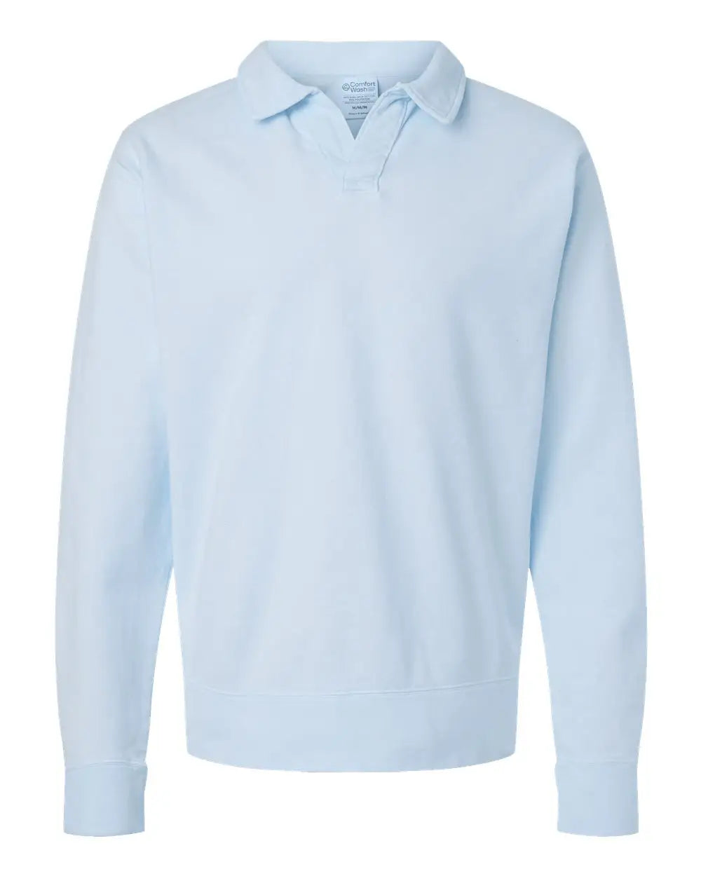 Comfortwash by Hanes Gdh490 Garment-dyed Polo Collar Sweatshirt - Soothing Blue - Adult s