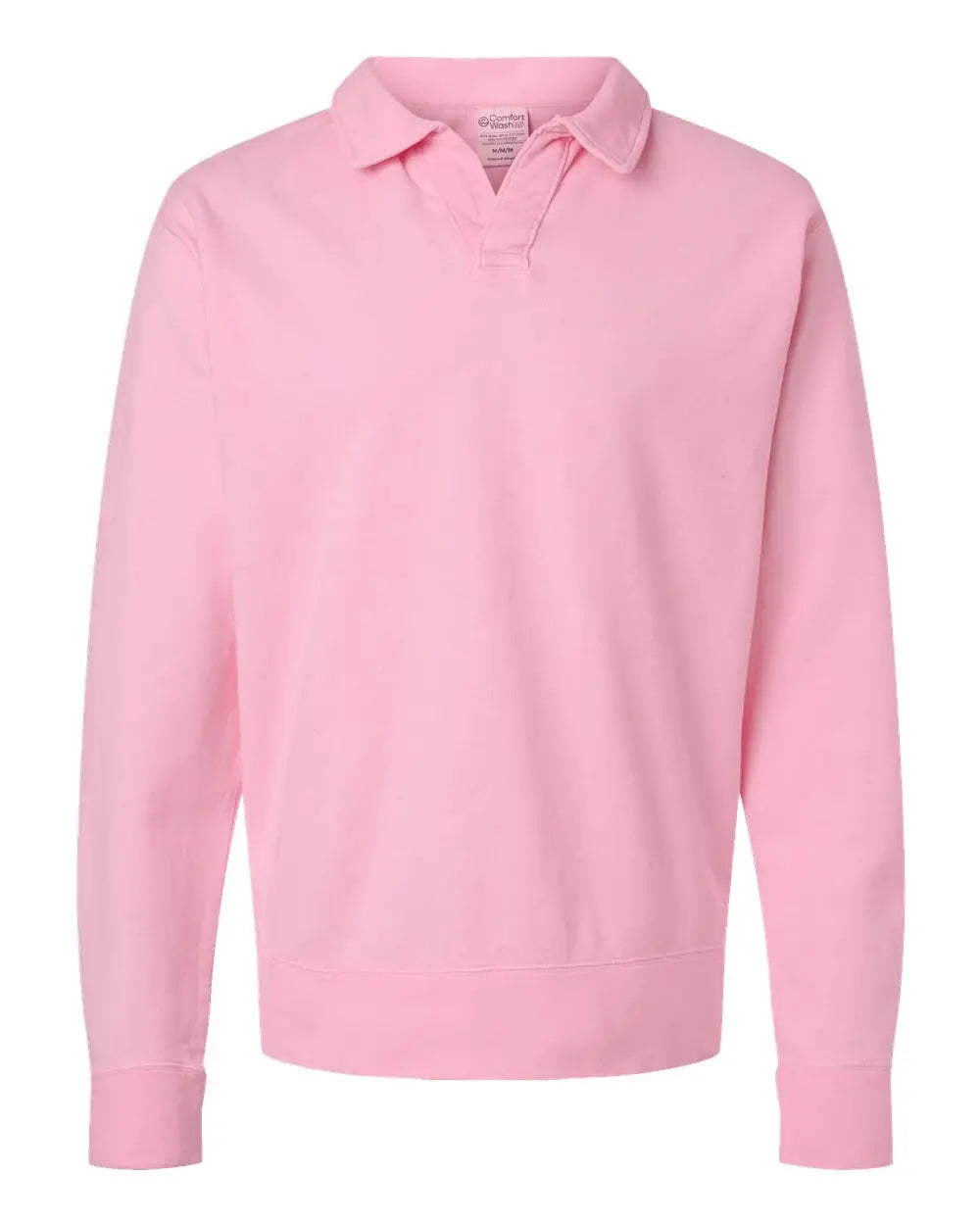 Comfortwash by Hanes Gdh490 Garment-dyed Polo Collar Sweatshirt - Cotton Candy - Adult s