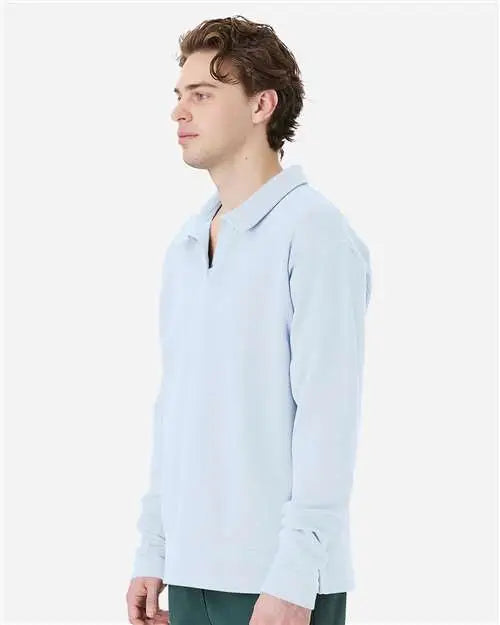 Comfortwash by Hanes Gdh490 Garment-dyed Polo Collar Sweatshirt - Soothing Blue
