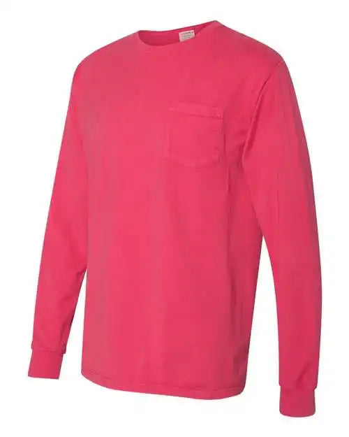 Comfortwash Gdh250 Garment Dyed Long Sleeve T-shirt with a Pocket - Crimson Fall