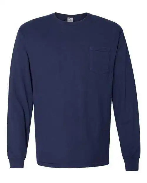 Comfortwash Gdh250 Garment Dyed Long Sleeve T-shirt with a Pocket - Navy