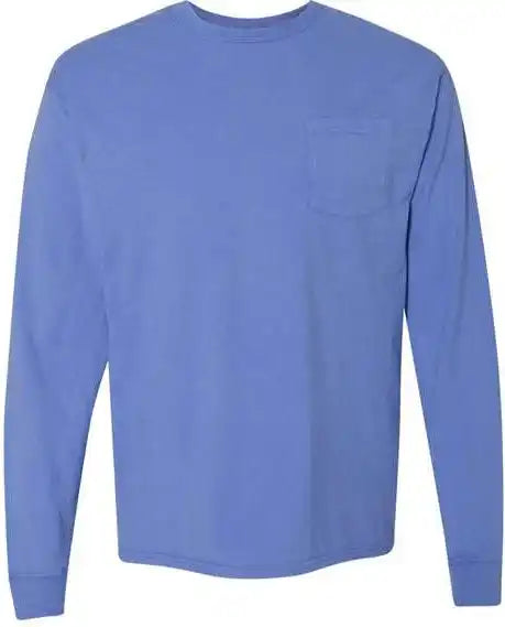 Comfortwash Gdh250 Garment Dyed Long Sleeve t Shirt with a Pocket Deep Forte Blue