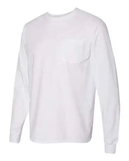 Comfortwash Gdh250 Garment Dyed Long Sleeve T-shirt with a Pocket - White