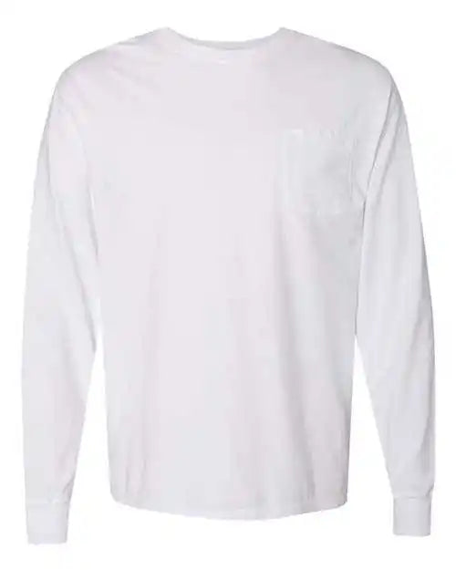 Comfortwash Gdh250 Garment Dyed Long Sleeve T-shirt with a Pocket - White