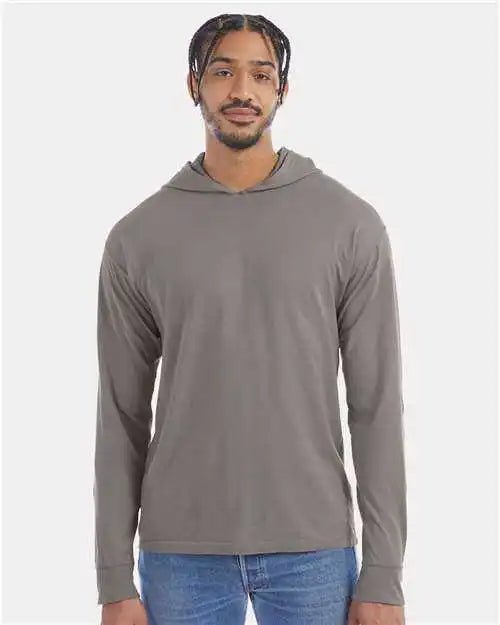 Comfortwash Gdh280 Garment Dyed Jersey Hooded Long Sleeve t Shirt Concrete Gray