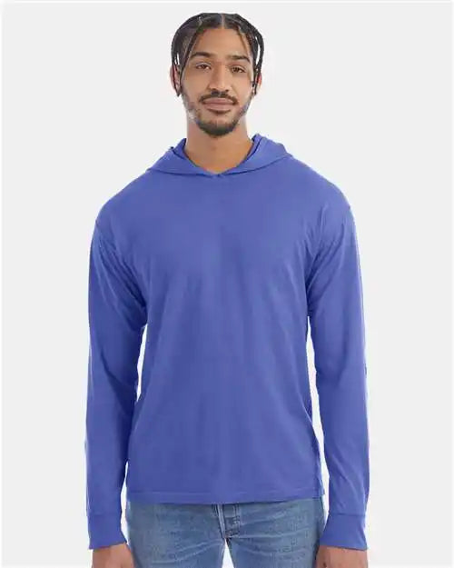 Comfortwash Gdh280 Garment Dyed Jersey Hooded Long Sleeve t Shirt Deep Forte Blue