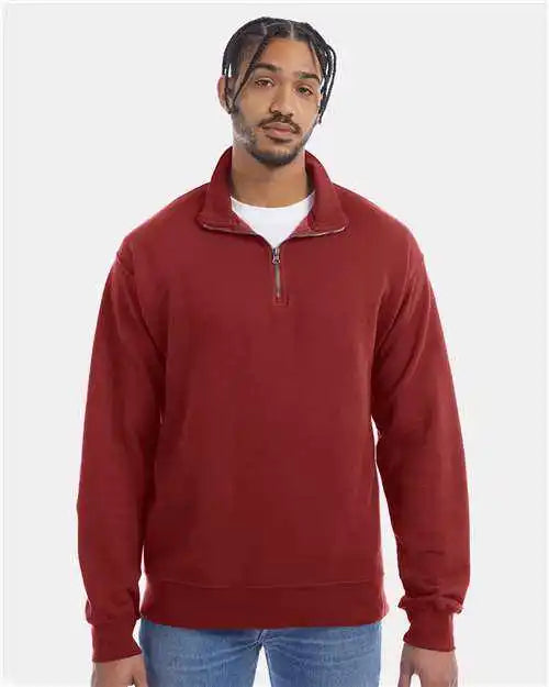 Comfortwash Gdh425 Garment Dyed Quarter Zip Sweatshirt Cayenne