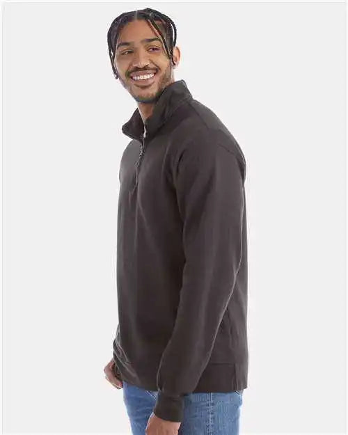 Comfortwash Gdh425 Garment Dyed Quarter Zip Sweatshirt New Railroad Gray