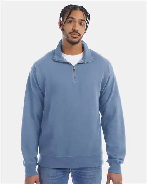 Comfortwash Gdh425 Garment-dyed Quarter-zip Sweatshirt - Saltwater