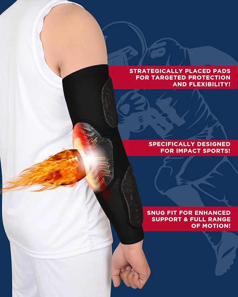 Compression 3-padded Arm Sleeve Football & Baseball 1 Pair (black)-adult