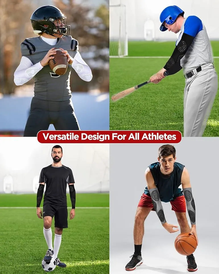 Compression 3-padded Arm Sleeve Football & Baseball 1 Pair (black)-adult