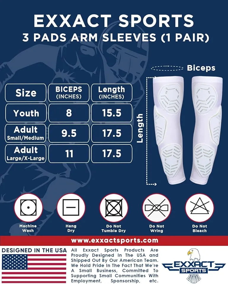 Compression 3-padded Arm Sleeve Football & Baseball 1 Pair (gray)-adult