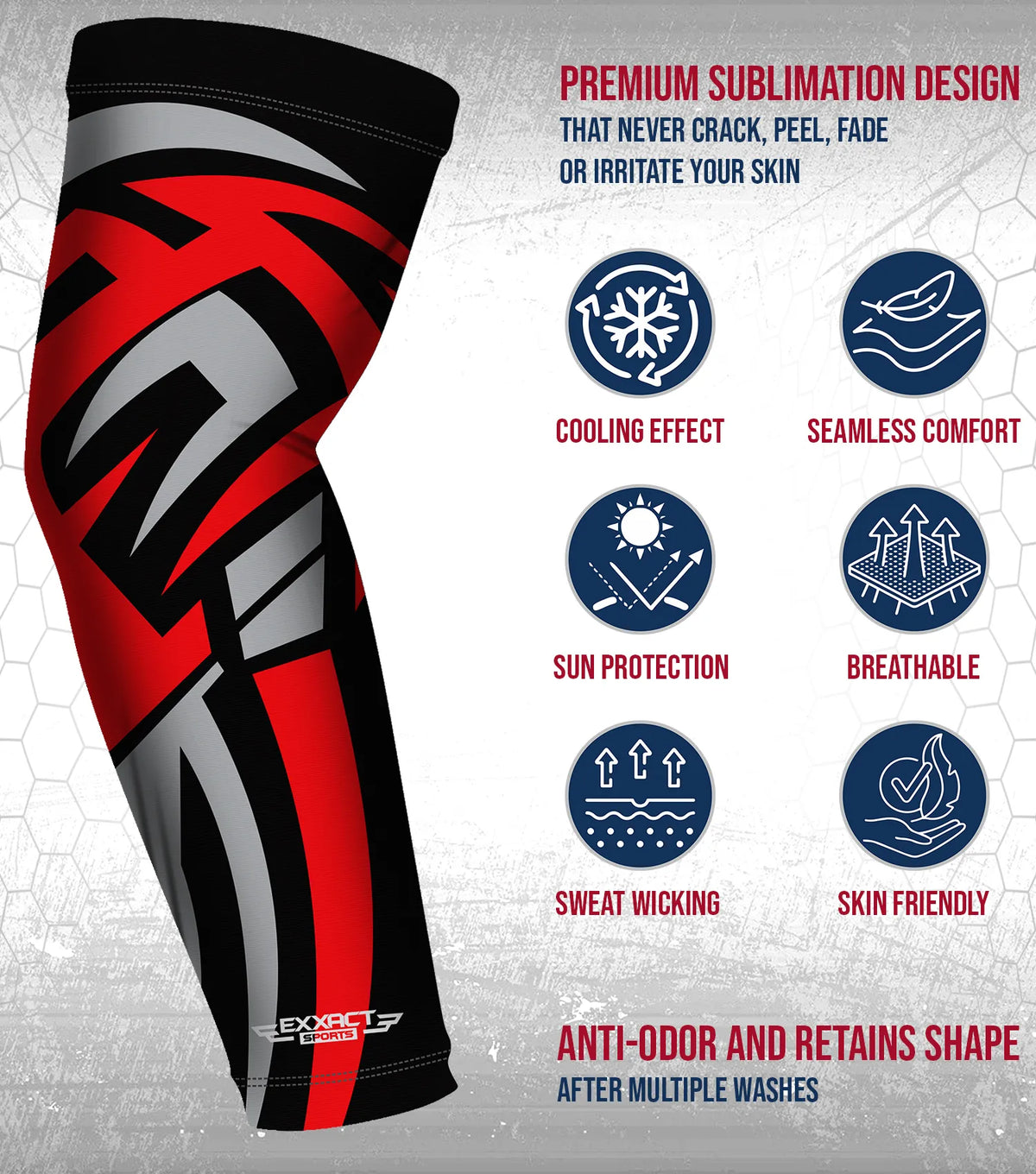 Compression Arm Sleeves for Mens & Womens Youth Adult - (1 Pair) Black Tattoo