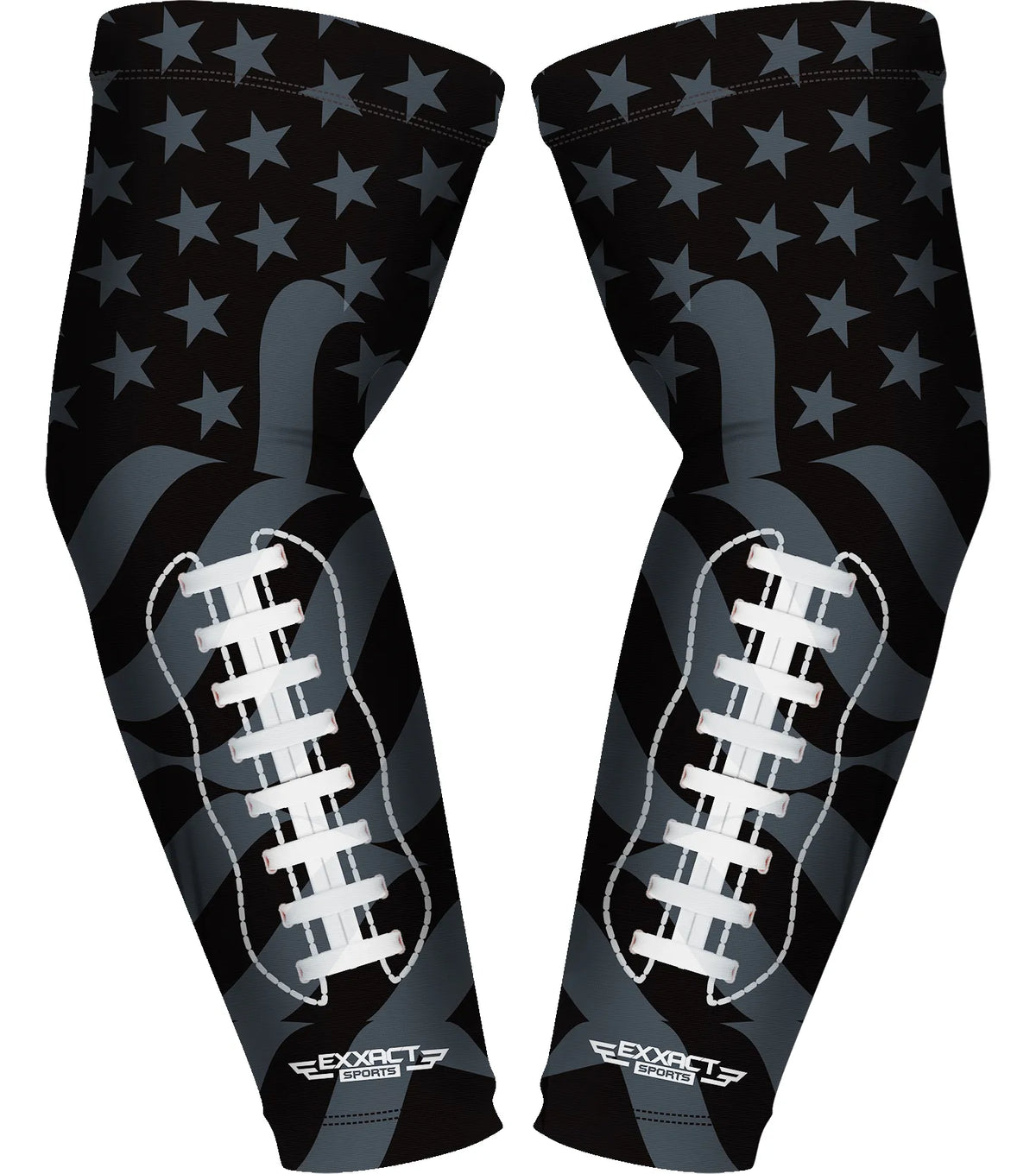 Compression Arm Sleeves for Mens & Womens Youth Adult - (1 Pair) Black Football Flag