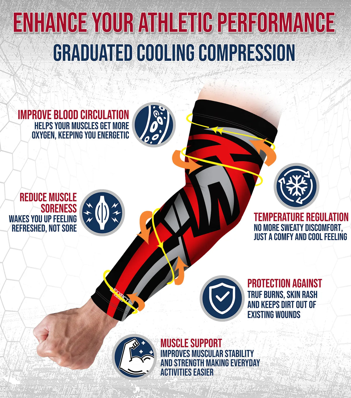 Compression Arm Sleeves for Mens & Womens Youth Adult - (1 Pair) Black Tattoo
