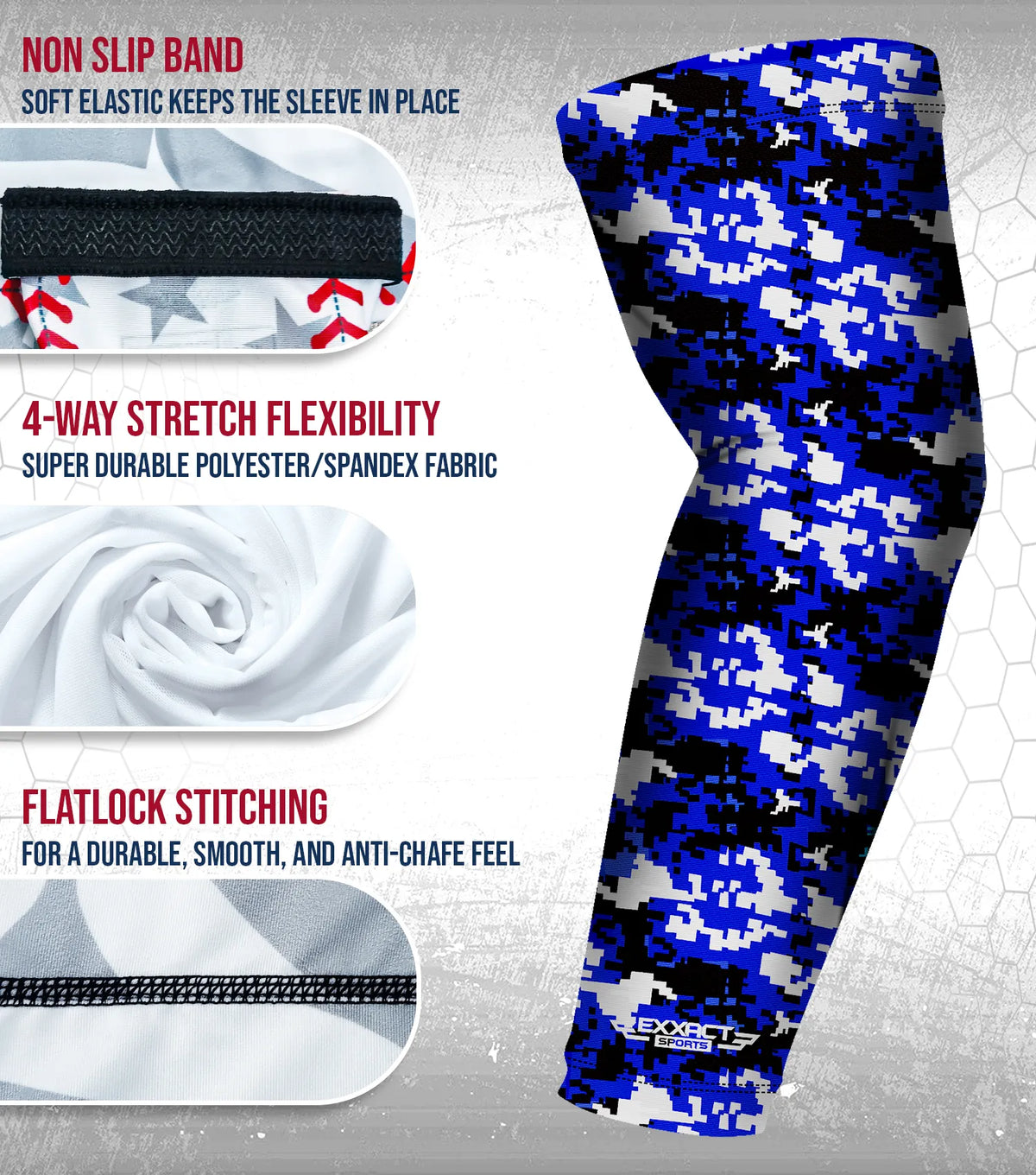 Compression Arm Sleeves for Mens & Womens Youth Adult - (1 Pair) Blue Camo