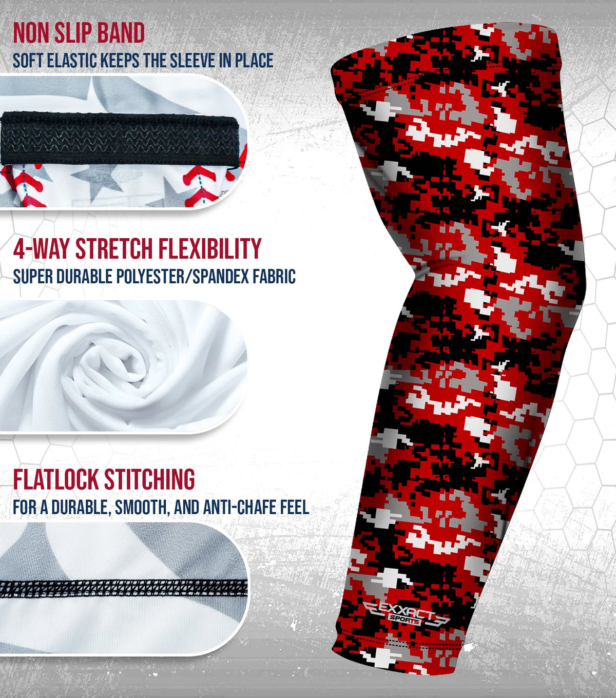 Compression Arm Sleeves for Mens & Womens Youth Adult - (1 Pair) Red Camo
