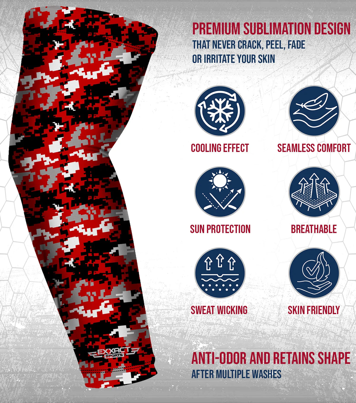 Compression Arm Sleeves for Mens & Womens Youth Adult - (1 Pair) Red Camo