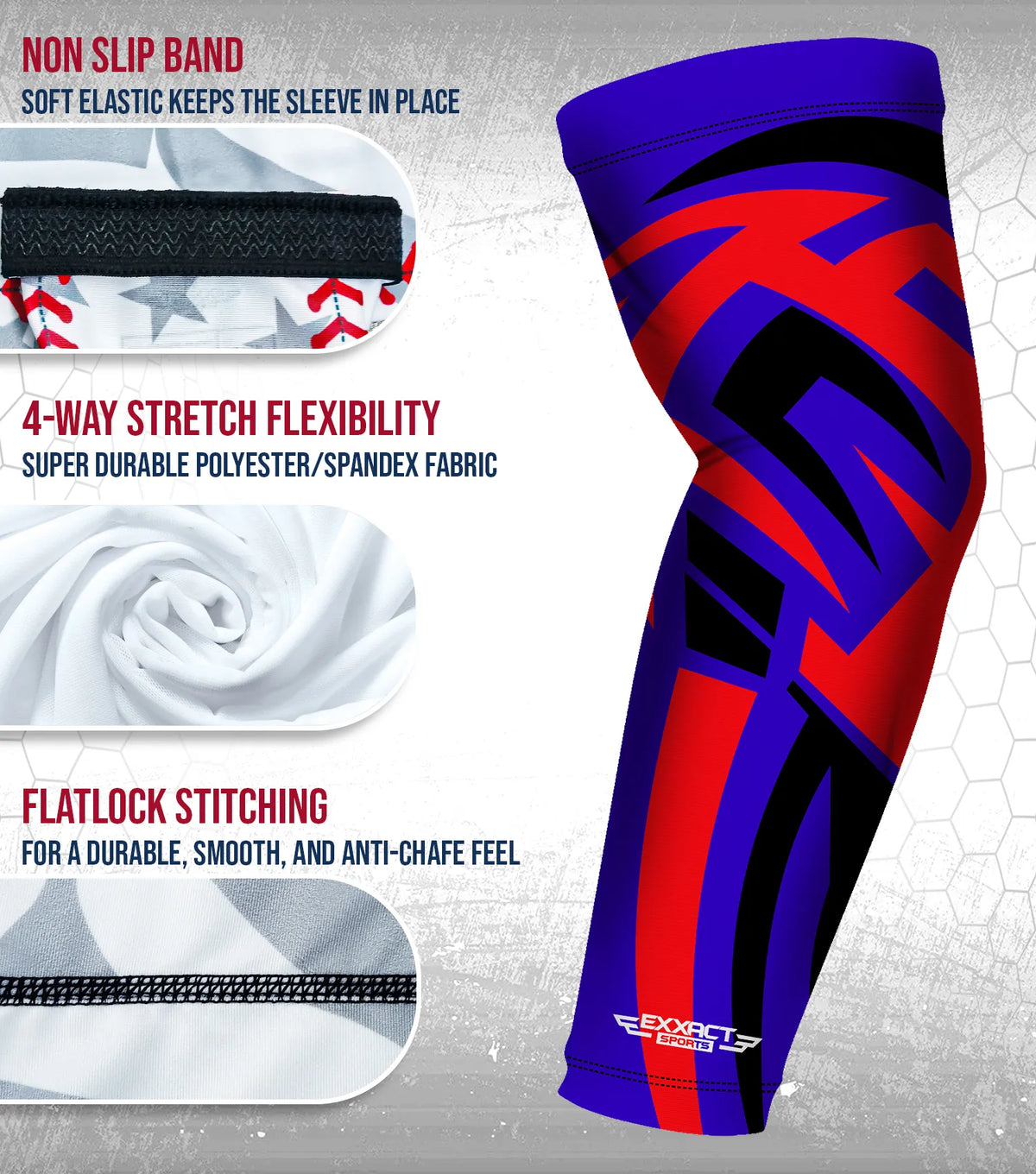 Compression Arm Sleeves for Mens & Womens Youth Adult - (1 Pair) Royal Blue Tattoo