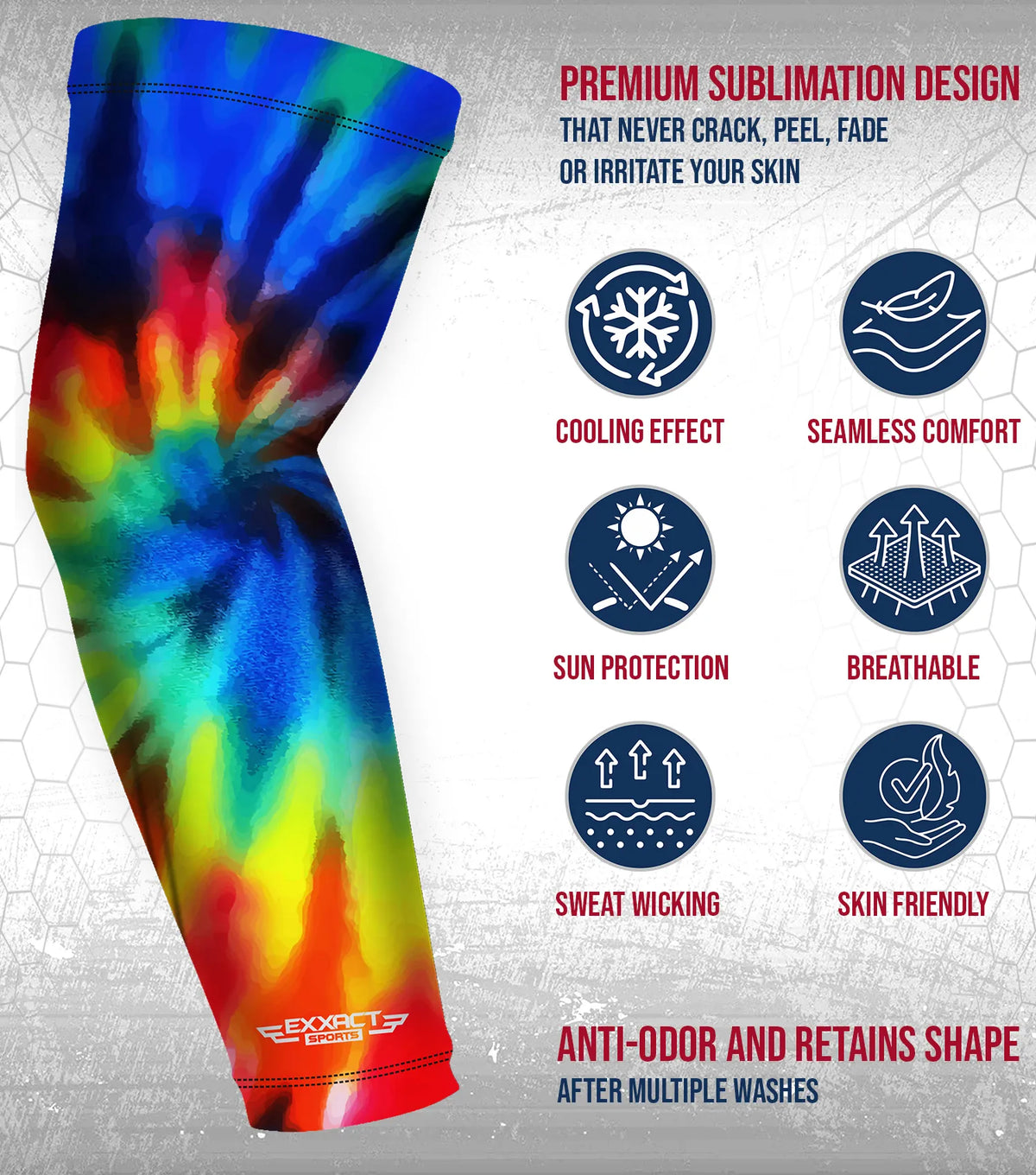 Compression Arm Sleeves for Mens & Womens Youth Adult - (1 Pair) Tie Dye