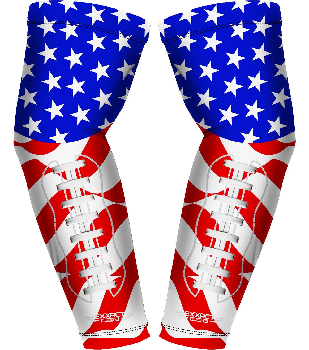 Compression Arm Sleeves for Mens & Womens Youth Adult - (1 Pair) Usa Football Flag