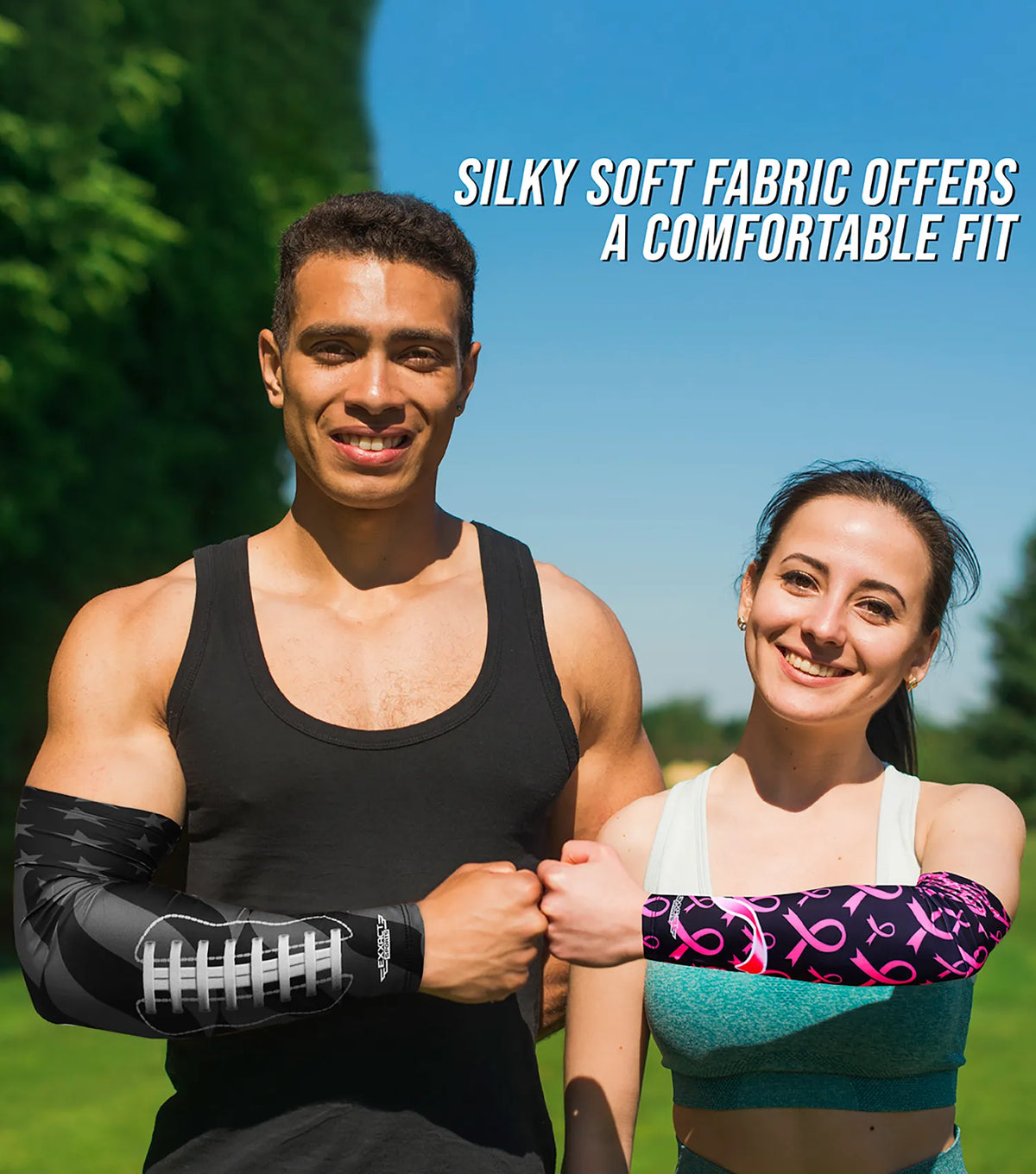 Compression Arm Sleeves for Mens & Womens Youth Adult - (1 Pair) White Football Flag