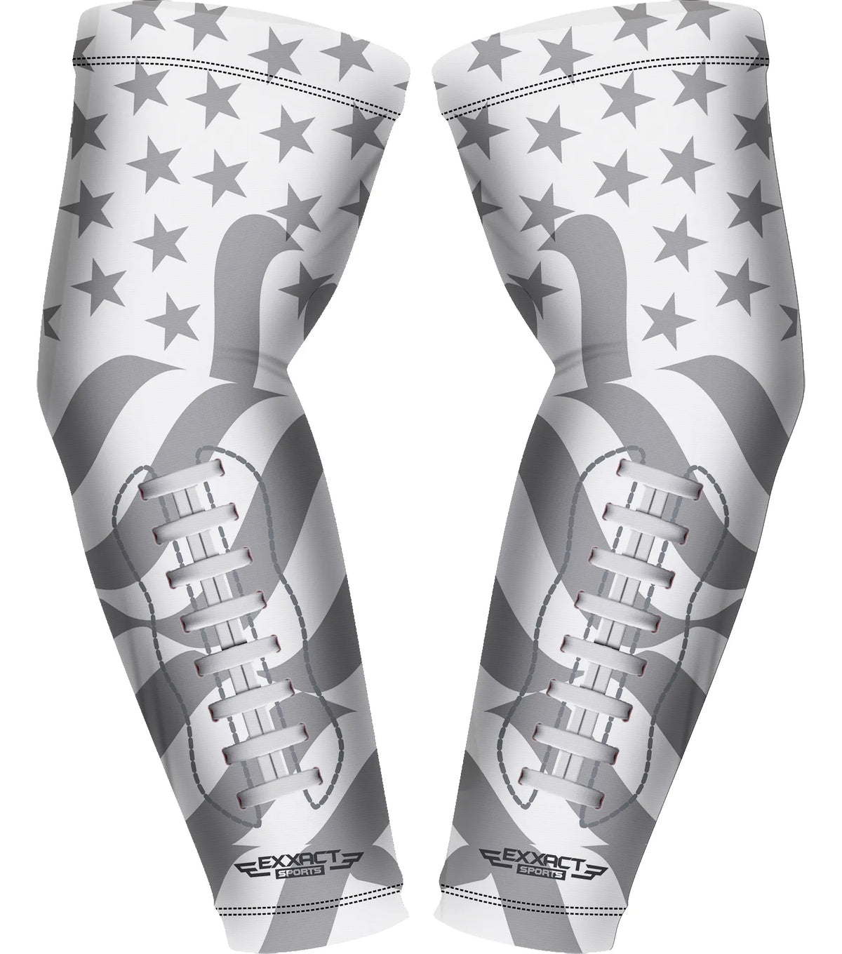 Compression Arm Sleeves for Mens & Womens Youth Adult - (1 Pair) White Football Flag