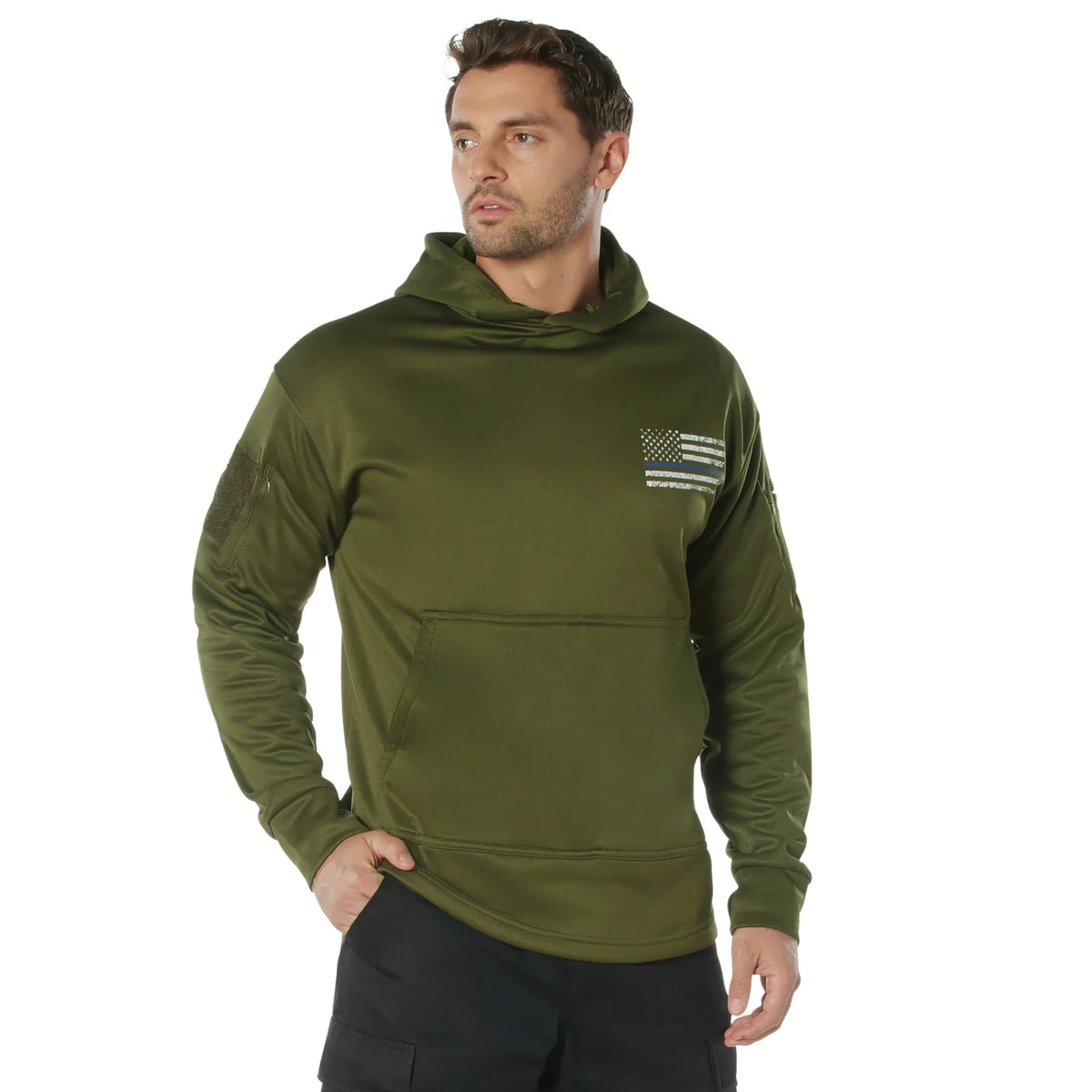 Concealed Carry Thin Blue Line Hoodie - Olive Drab / s