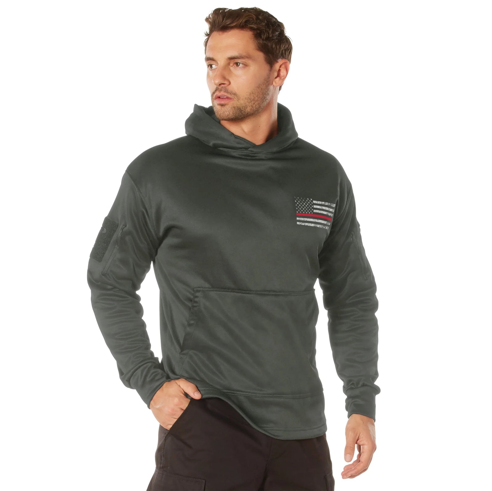 Concealed Carry Thin Red Line Hoodie - Gunmetal Grey / 4xl