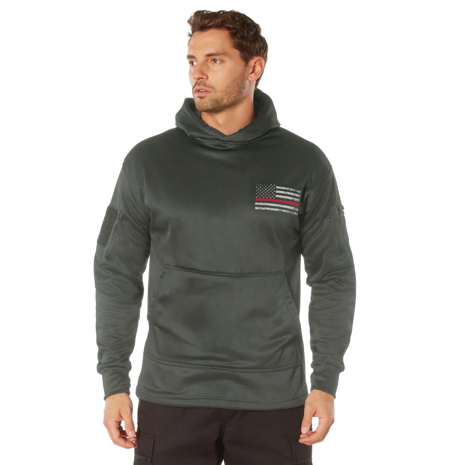 Concealed Carry Thin Red Line Hoodie - Gunmetal Grey / 4xl