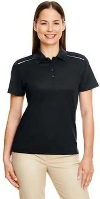 Core 365 78181r Ladies’ Radiant Performance Pique Polo with Reflective Piping Black