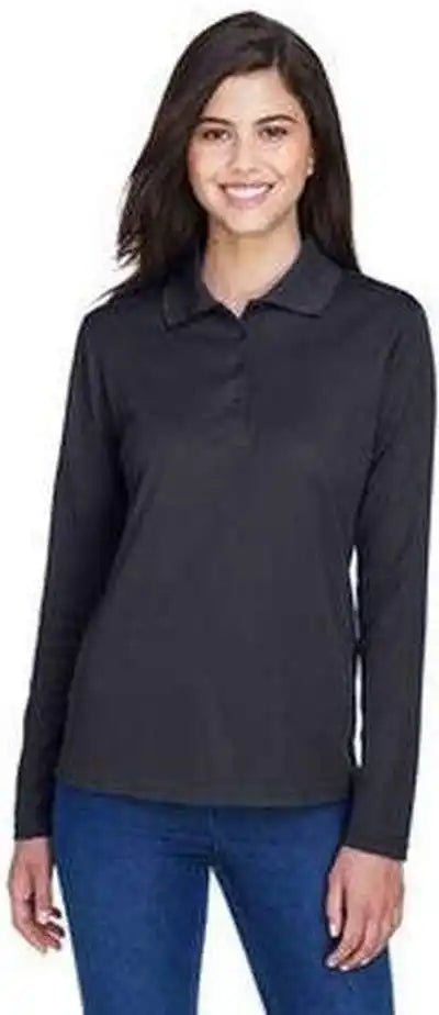Core 365 78192 Ladies’ Pinnacle Performance Long Sleeve Pique Polo Carbon