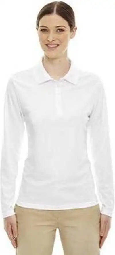 Core 365 78192 Ladies’ Pinnacle Performance Long-sleeve Pique Polo - White