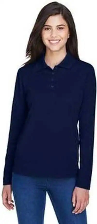 Core 365 78192 Ladies’ Pinnacle Performance Long-sleeve Pique Polo - Navy
