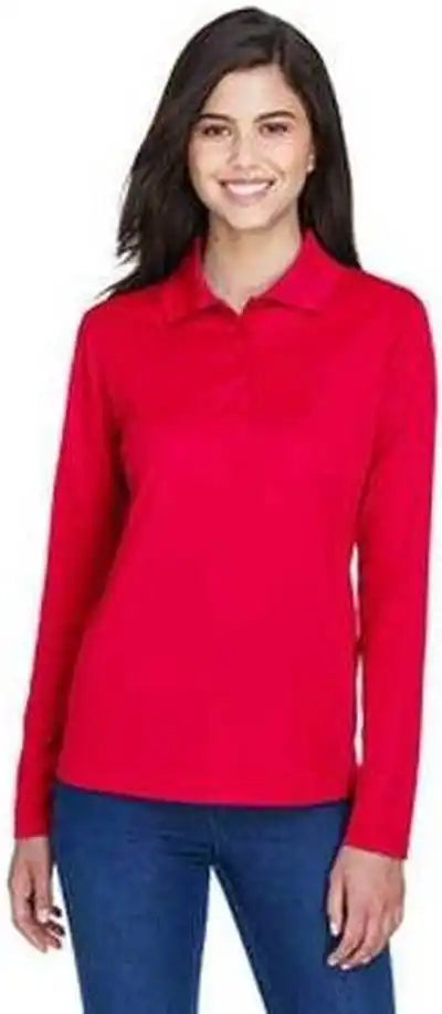 Core 365 78192 Ladies’ Pinnacle Performance Long-sleeve Pique Polo - Red