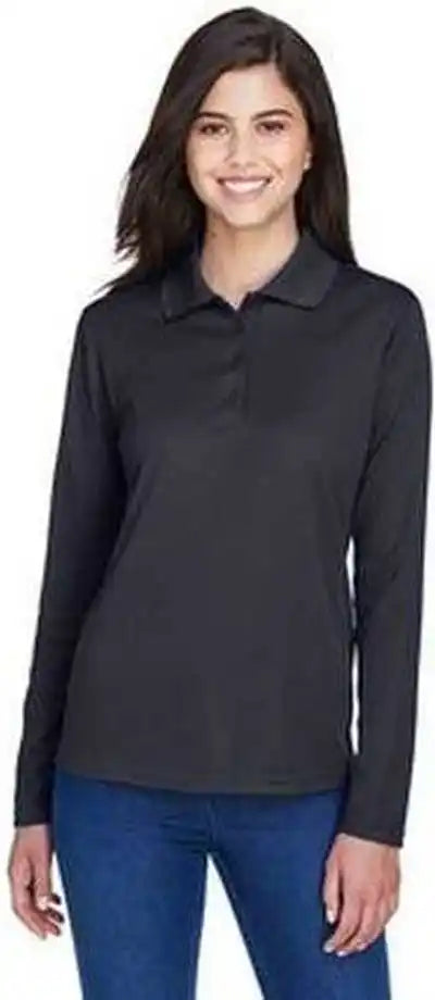 Core 365 78192 Ladies’ Pinnacle Performance Long Sleeve Pique Polo Carbon