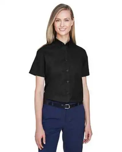 Core 365 78194 Ladies’ Optimum Short-sleeve Twill Shirt - Black