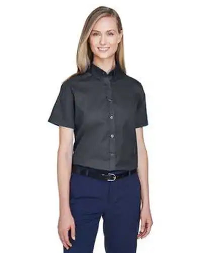 Core 365 78194 Ladies’ Optimum Short-sleeve Twill Shirt - Carbon