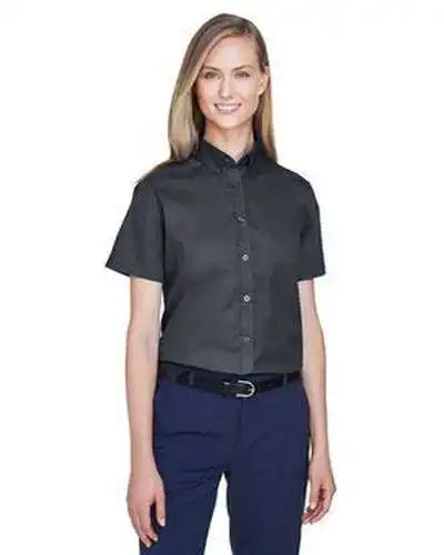 Core 365 78194 Ladies’ Optimum Short-sleeve Twill Shirt - Carbon