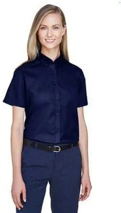 Core 365 78194 Ladies’ Optimum Short-sleeve Twill Shirt - Navy