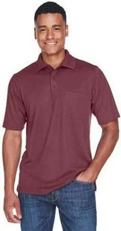 Core 365 88181p Men’s Origin Performance Pique Polo with Pocket - Burgundy