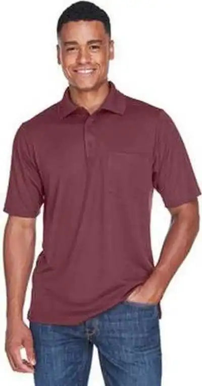 Core 365 88181p Men’s Origin Performance Pique Polo with Pocket - Burgundy